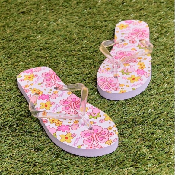 Barbie x Forever 21 | Barbie Floral Print Flip Flop Sandals, Large - Picture 1 of 11